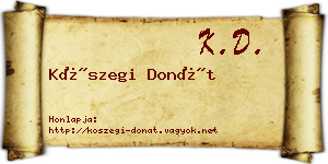 Kőszegi Donát névjegykártya